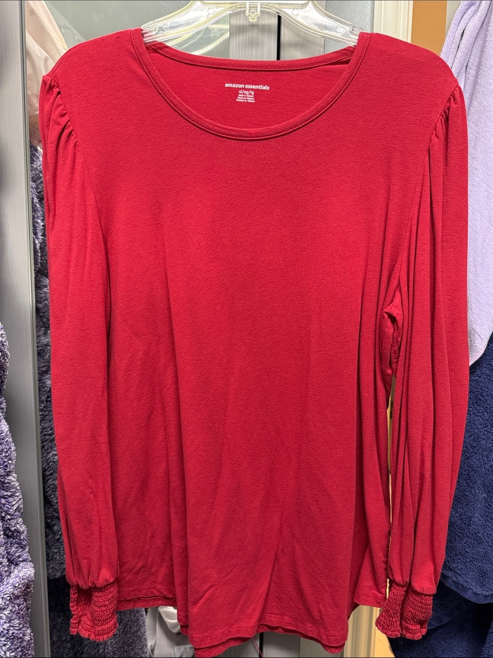 Amazon Essentials Women’s Crimson Long Sleeve Crewneck Top